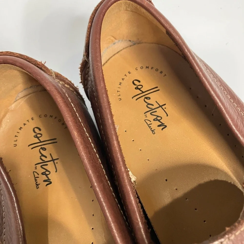 Collection by Clarks brown leather loafers driving‎ Mocs men's size 10.5 preppy